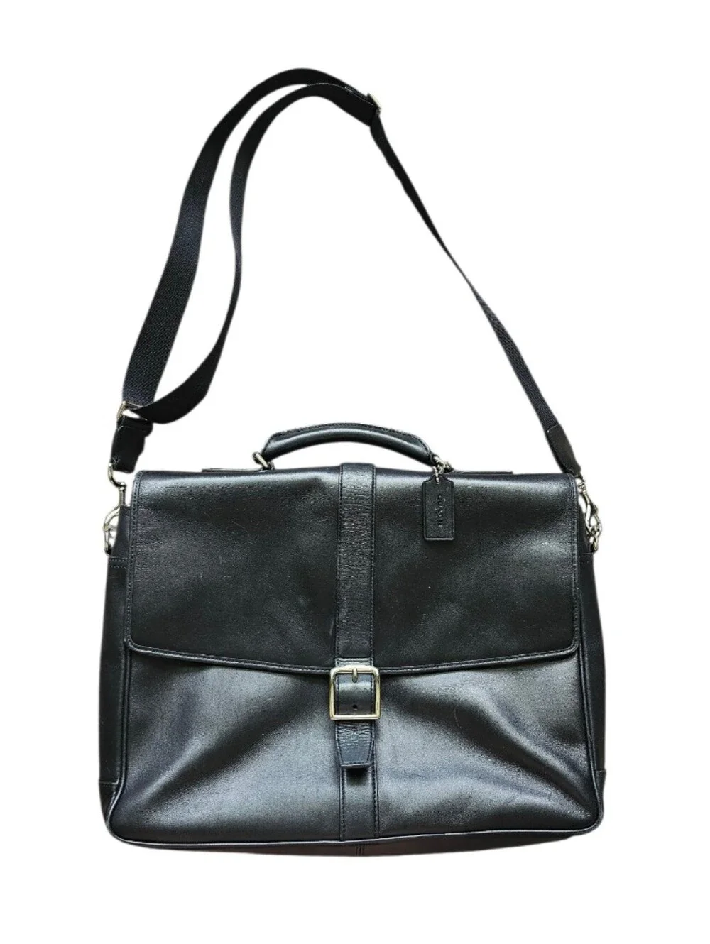 Coach Lexington Flap Business Brief F71073 Black Leather Laptop Bag - Picture 1 of 11